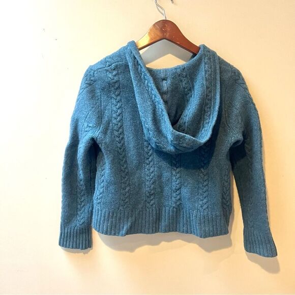 J Crew cable knit wool cardigan with hood Sz Sm/M - Picture 3 of 4